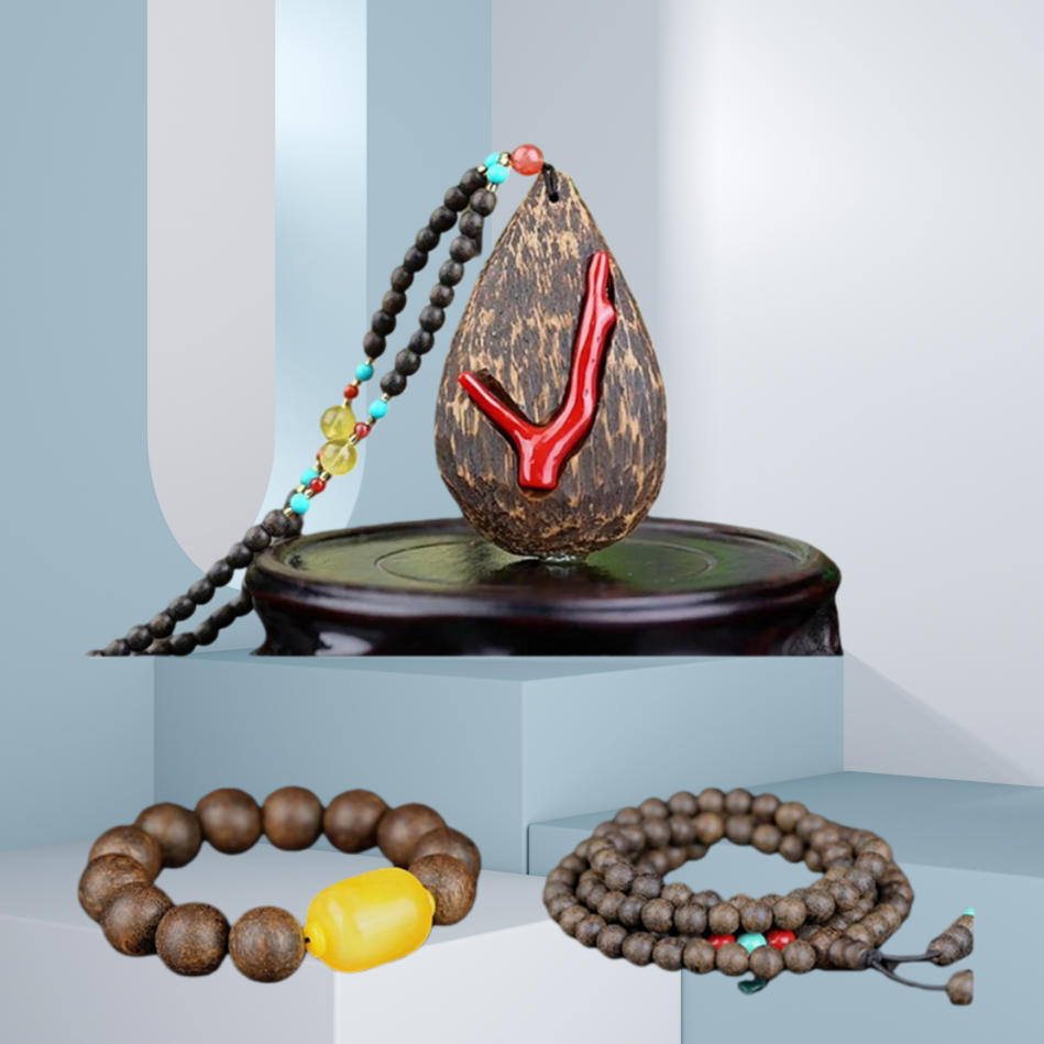 福禧来沉香木挂坠*1（赠沉香木手串*1、沉香木108佛珠*1）（BD）