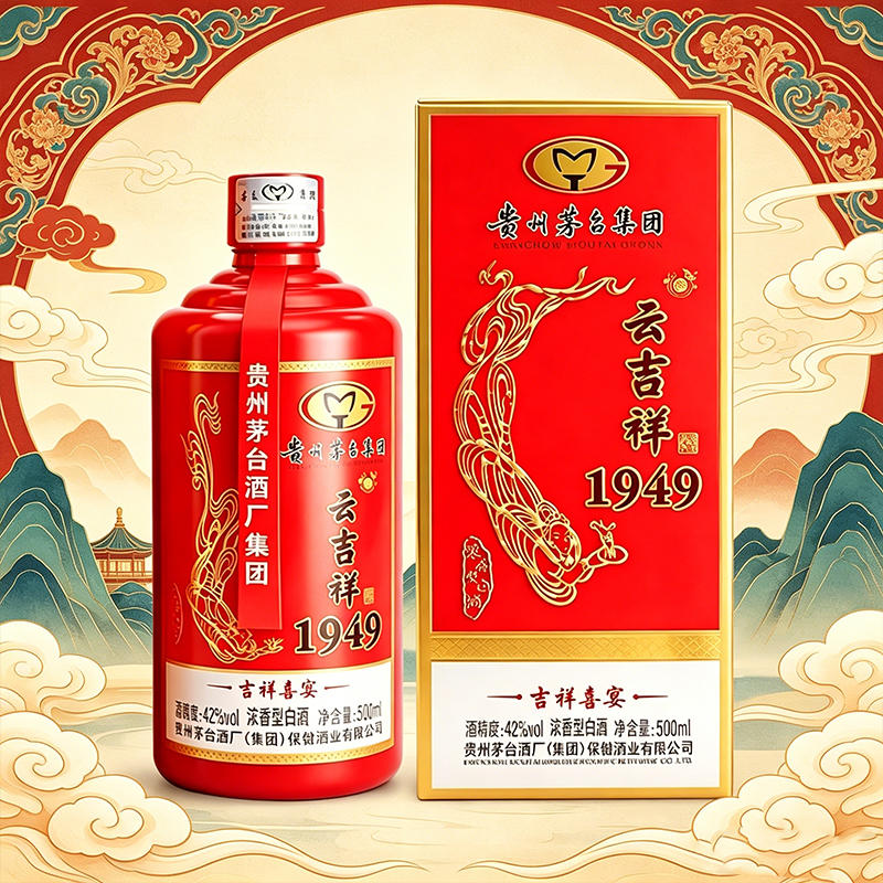 2026年中庆-茅台集团云吉祥1949浓香型白酒500mL/瓶*6瓶【酒精度：42%vol】