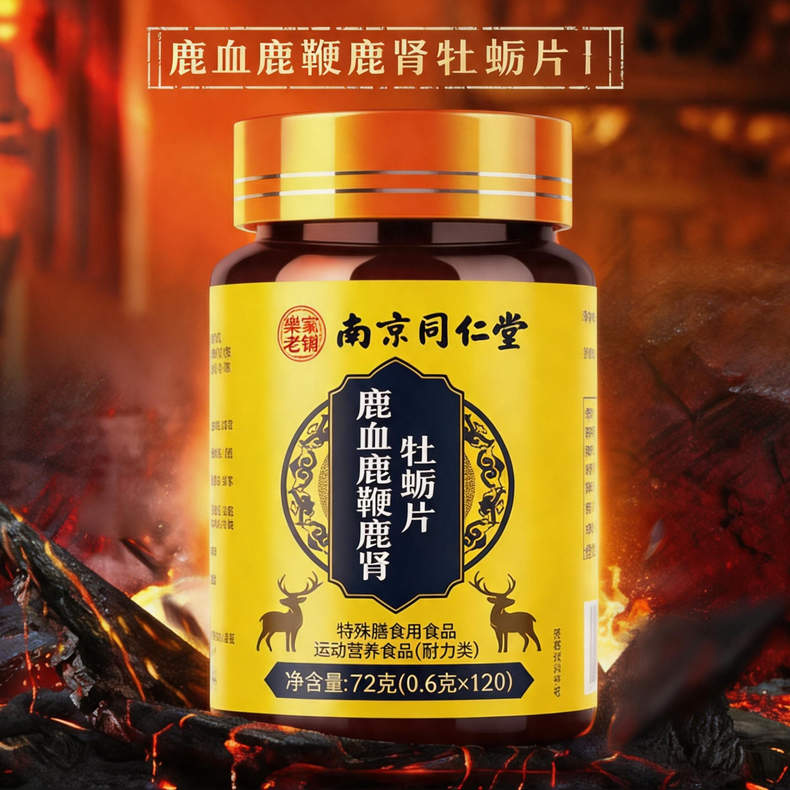 南京同仁堂鹿血鹿鞭鹿肾牡蛎特殊膳食72克（0.6克×120片）/瓶*14瓶（ZG）
