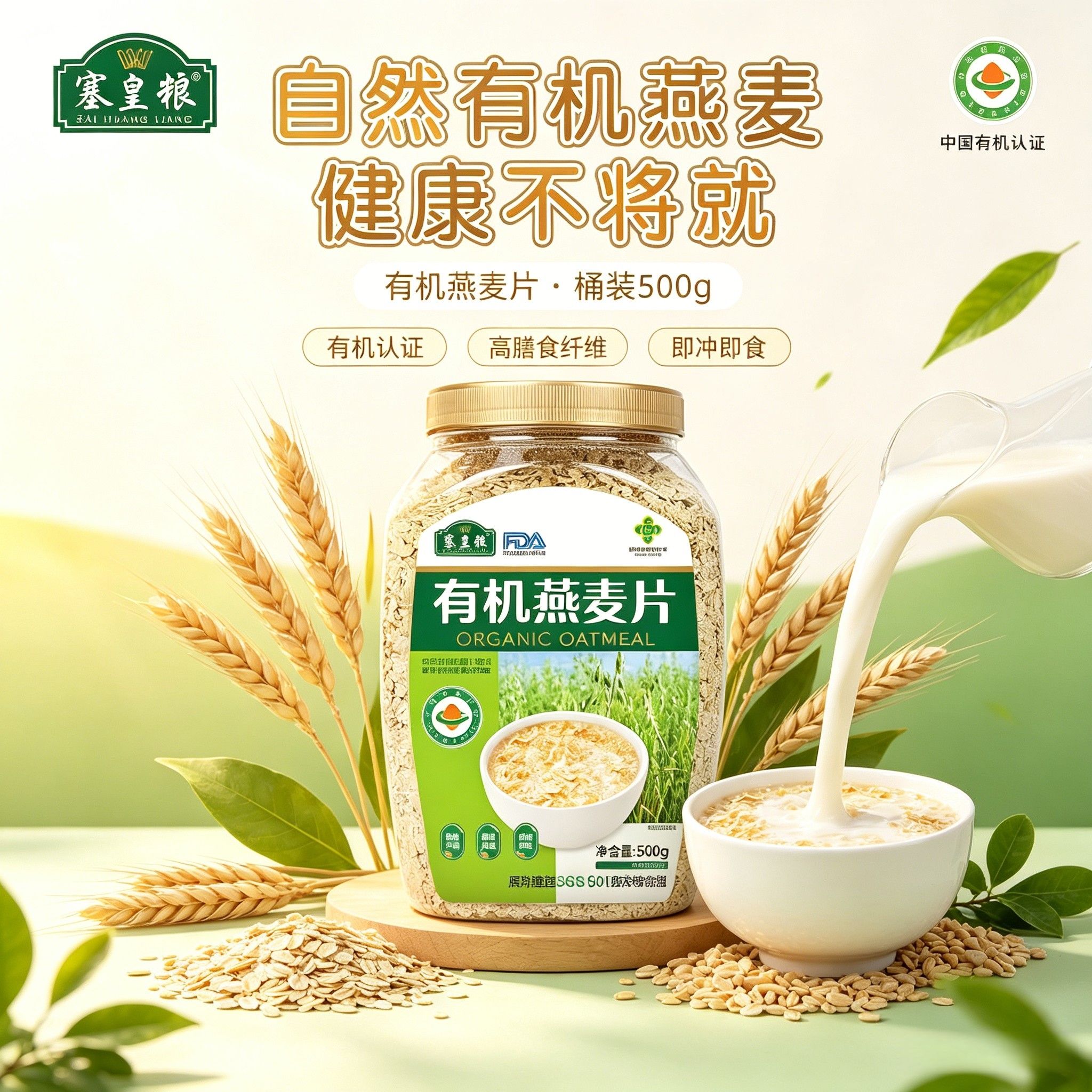 塞皇粮有机燕麦片500g/罐*5罐（赠同款燕麦片500g/罐*5罐）（ZG）