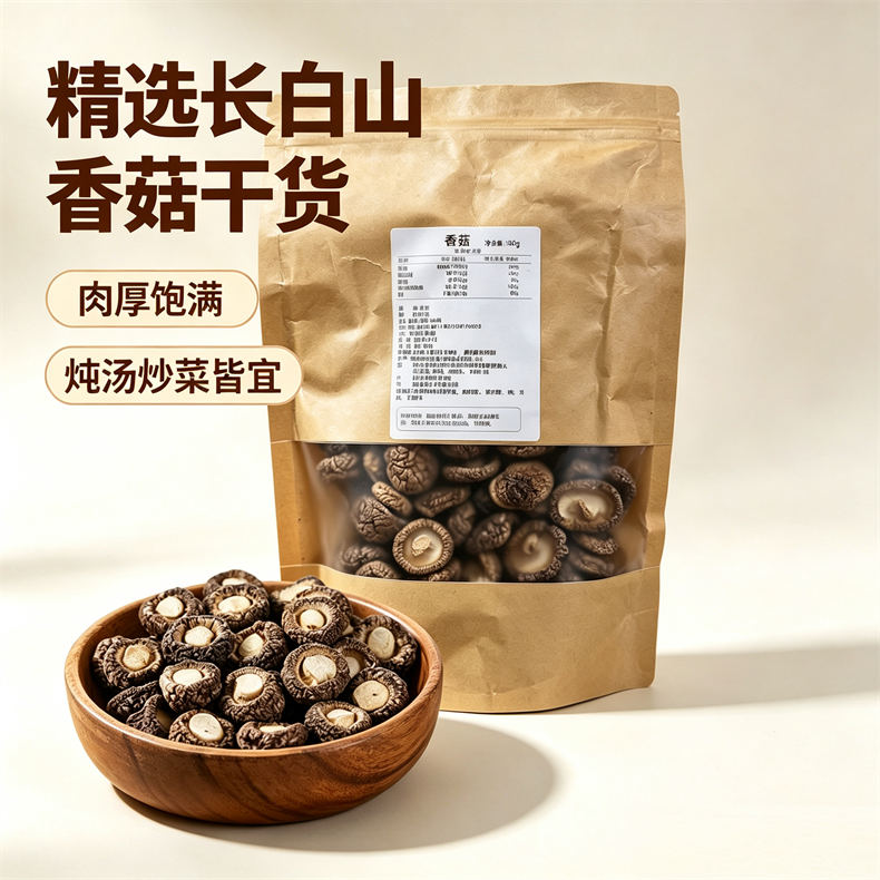 长白山特产-椴木香菇*8袋【净重：0.8kg】（ZG）