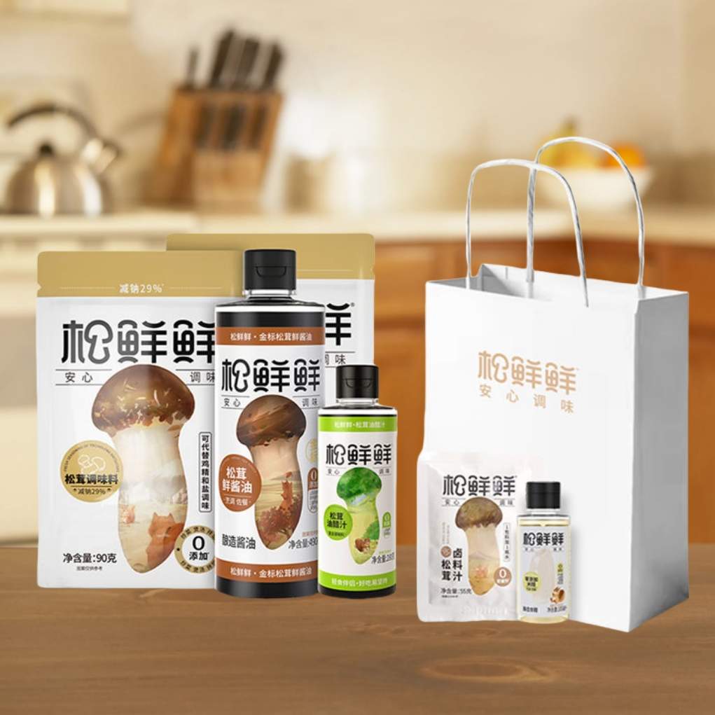 松鲜鲜自然赏味甄选礼（赠松茸卤料汁55G*2袋、零添加米醋105ML*2瓶）