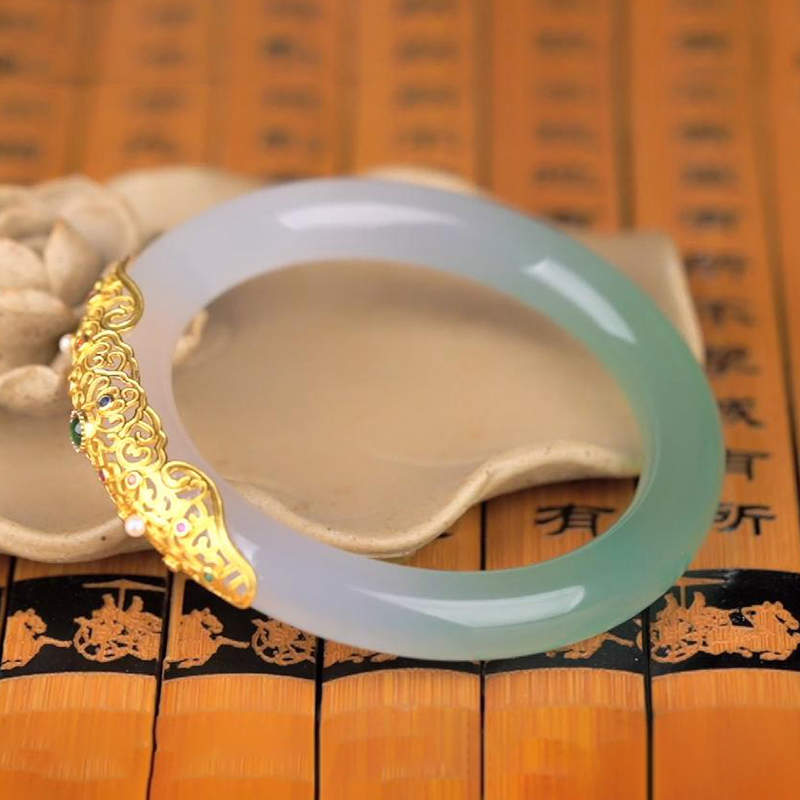 福禧来玉髓镶嵌手镯（BD） 固态 中号：60mm-62mm